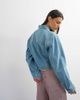 Topshop Topshop denim cropped padded shoulder jacket in bleach-Blue - 4