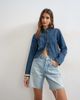 Topshop Topshop denim distressed Editor shorts in bleach-Blue - 1