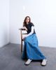 Topshop Topshop denim dropped waist maxi skirt in blue - 3