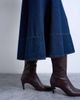 Topshop Topshop denim dropped waist seamed midi skirt in rinse-Blue - 4