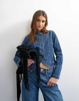 Topshop Topshop denim drummer boy jacket in rich blue
