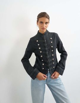 Topshop Topshop denim drummer jacket in wash black