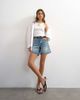 Topshop Topshop denim Editor comfort stretch shorts in bleach-Blue - 1