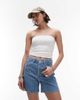 Topshop Topshop denim Editor shorts in bleach stripe-Blue - 2