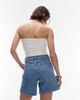 Topshop Topshop denim Editor shorts in bleach stripe-Blue - 3