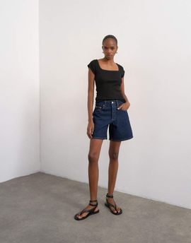 Topshop Topshop denim Editor shorts in indigo rinse-Blue
