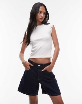 Topshop Topshop denim Editor shorts in raw look indigo-Blue
