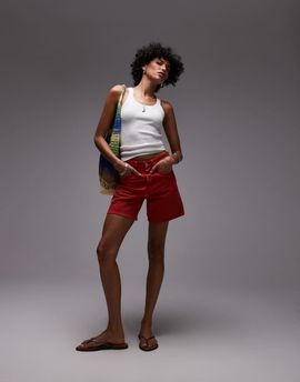 Topshop Topshop denim Editor shorts in red