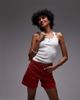 Topshop Topshop denim Editor shorts in red - 2