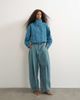 Topshop Topshop denim elastic waistband bomber jacket in mid green cast-Blue - 2