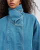 Topshop Topshop denim elastic waistband bomber jacket in mid green cast-Blue - 3