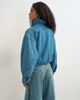 Topshop Topshop denim elastic waistband bomber jacket in mid green cast-Blue - 4
