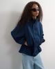 Topshop Topshop denim elasticated waist funnel sporty track jacket in indigo-Blue - 1
