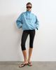 Topshop Topshop denim funnel neck bubble hem top in bleach-Blue - 1