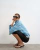 Topshop Topshop denim funnel neck bubble hem top in bleach-Blue - 2