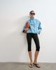 Topshop Topshop denim funnel neck bubble hem top in bleach-Blue - 4