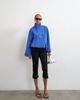 Topshop Topshop denim funnel neck bubble hem top in cobalt-Blue - 1