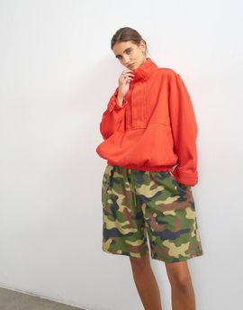 Topshop Topshop denim funnel neck bubble hem top in red-Blue