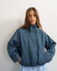 Topshop Topshop denim funnel neck bubble hem top in sulphur blue - 1