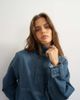 Topshop Topshop denim funnel neck bubble hem top in sulphur blue - 2