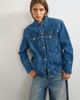 Topshop Topshop denim jacket with strong shoulder in mid blue - 1