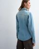 Topshop Topshop denim long sleeve seamed shirt in bleach-Blue - 4