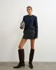 Topshop Topshop denim low rise tailored coated pelmet mini skirt in black - 3