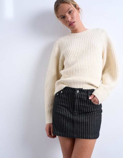 Topshop Topshop denim pelmet mini skirt in black stripes