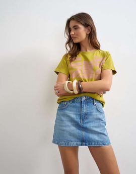 Topshop Topshop denim pelmet skirt in bleach-Blue