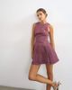 Topshop Topshop denim pleated pinny dress in plum-Multi - 1