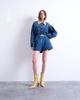 Topshop Topshop denim pleated shorts in mid blue - 1