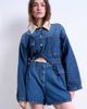 Topshop Topshop denim pleated shorts in mid blue - 2