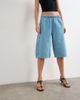 Topshop Topshop denim pull on barrel shorts in bleach-Blue - 3