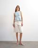 Topshop Topshop denim seamed peplum top in bleach-Blue - 2