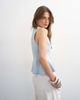 Topshop Topshop denim seamed peplum top in bleach-Blue - 3