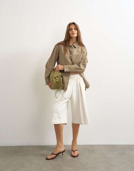 Topshop Topshop denim shacket in beige-Neutral