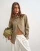 Topshop Topshop denim shacket in beige-Neutral - 4