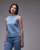 Topshop Topshop denim shell top in bleach stripe-Blue - 1