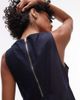 Topshop Topshop denim slash neck flippy mini dress in rinse wash-Blue - 2