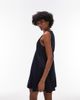 Topshop Topshop denim slash neck flippy mini dress in rinse wash-Blue - 3