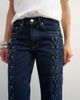 Topshop Topshop denim straight leg jeans with extreme lace-up in deep blue-No color - 4