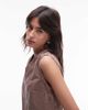 Topshop Topshop denim V-neck mini dress in otter brown - 2