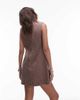 Topshop Topshop denim V-neck mini dress in otter brown - 3