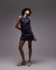 Topshop Topshop denim V-neck mini dress in red and indigo stripe-Blue - 1