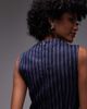 Topshop Topshop denim V-neck mini dress in red and indigo stripe-Blue - 3