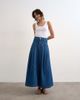 Topshop Topshop denim yoke pleated maxi skirt in rich blue - 1