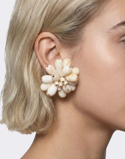 Topshop Topshop Dezi semi precious cluster earrings in off-white marble-Neutral