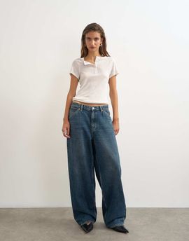 Topshop Topshop Dillan baggy dad low rise jeans in dirty blue-Brown