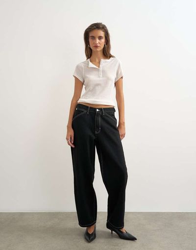 Topshop Topshop Dillan baggy low rise dad jeans in black