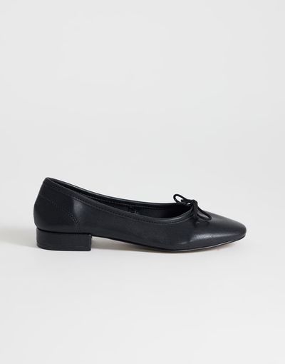 Topshop Topshop Dottie block heel ballet flats in black